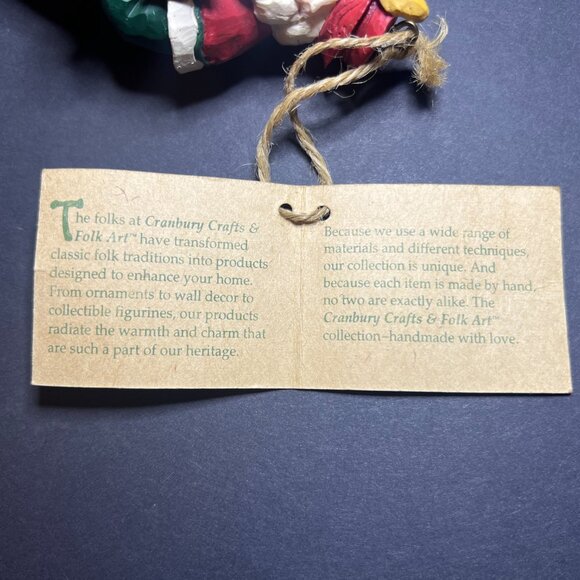 Vintage Papel Freelance Cranberry Folk Art Wooden Santa Claus Christmas Ornament - Picture 6 of 7